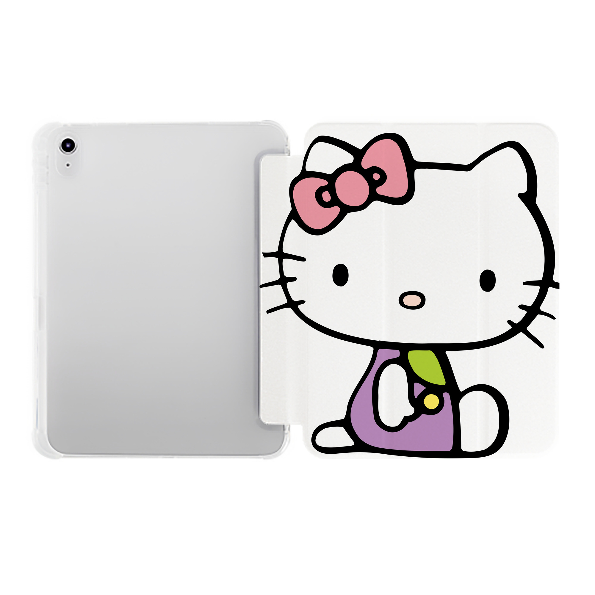 （画像用） Hello Kitty ハローキティ IPad ケース ペン収納付き 三つ折りスタンド PUレザー×シリコン 対応機種9.5/10.5/10.9インチ